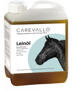 Leinöl für Pferde im 2,5L oder 5L Kanister. Reich an ungesättigten Fettsäuren zur Unterstützung deines Pferdes. 